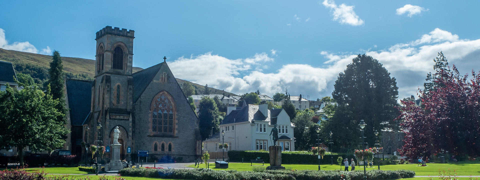 Church in Fort William with park in front.